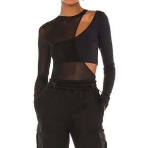 Revolve Chic Black Sheer Cutout Bodysuit
